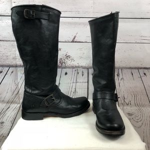 Frye Boots Veronica Slouch Moto Riding  Black